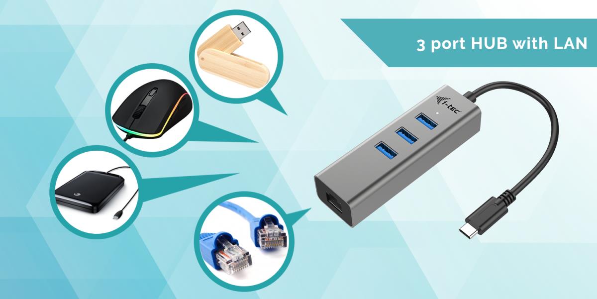I-TEC USB-C METAL HUB 3 + GLAN thumbnail