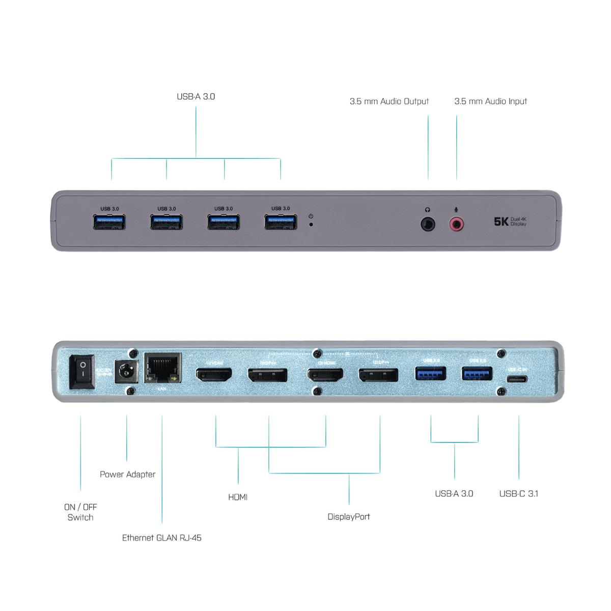 USB 3.0/USB-C 5K DOCK UK CADUAL4KDOCKUK thumbnail