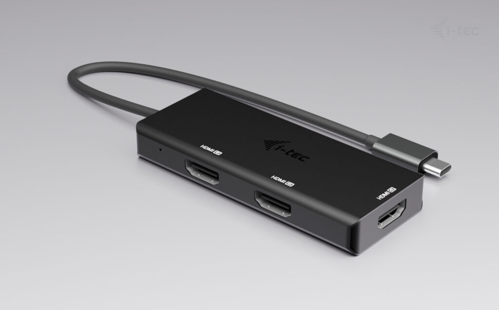 (NEW) i-tec Universal USB-C Triple 4K HDMI Video Adapter, Usb-C Power Delivery 100W, tethered 20cm cable thumbnail