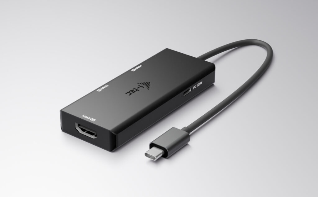 (NEW) i-tec Universal USB-C Triple 4K HDMI Video Adapter, Usb-C Power Delivery 100W, tethered 20cm cable thumbnail
