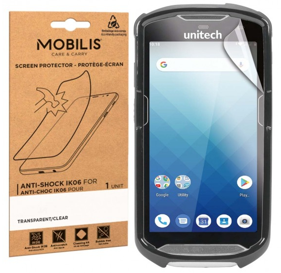 This screen protector with Clear finish has the IK06 standard, the best anti-shocks protection on the market. Flexible and unbreakable, it protects your screen against shocks, breakages and scratches. Easy to install and delivered with a cleaning kit thumbnail