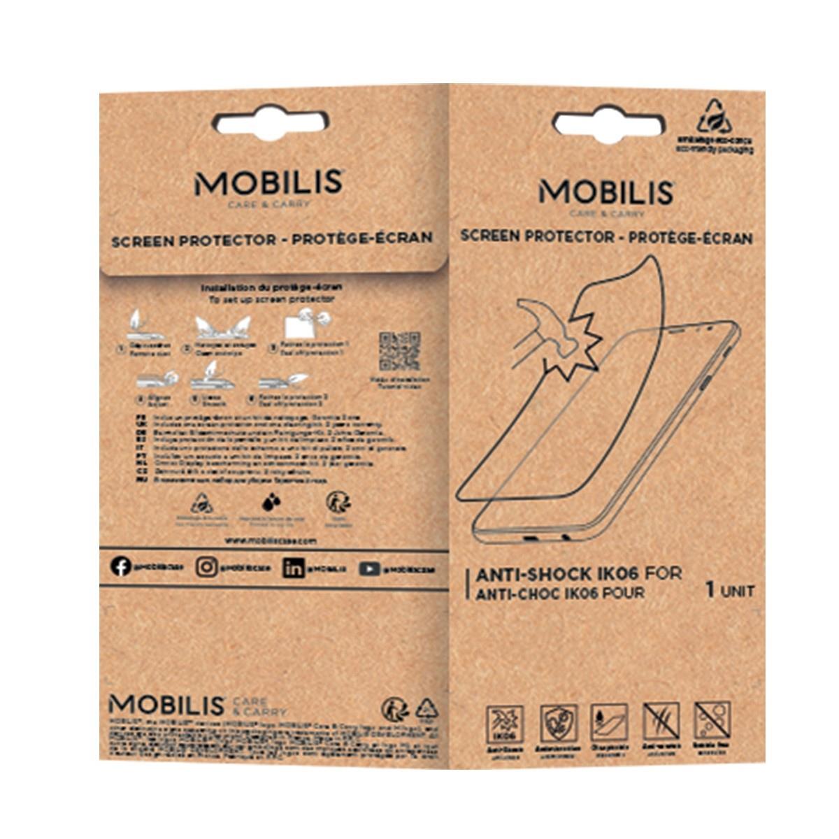 This screen protector with Clear finish has the IK06 standard, the best anti-shocks protection on the market. Flexible and unbreakable, it protects your screen against shocks, breakages and scratches. Easy to install and delivered with a cleaning kit thumbnail