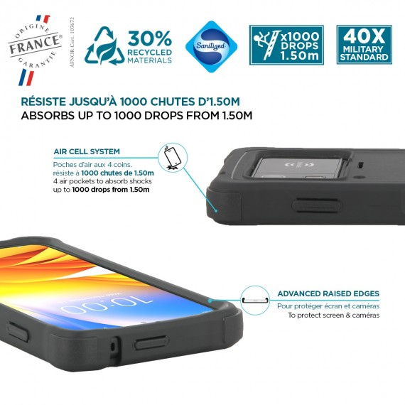 This case includes 3 systems that can cushion shocks, absorb shock waves and withstand impacts. Flexible and light, it perfectly fits your device. thumbnail