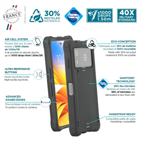 This case includes 3 systems that can cushion shocks, absorb shock waves and withstand impacts. Flexible and light, it perfectly fits your device. thumbnail