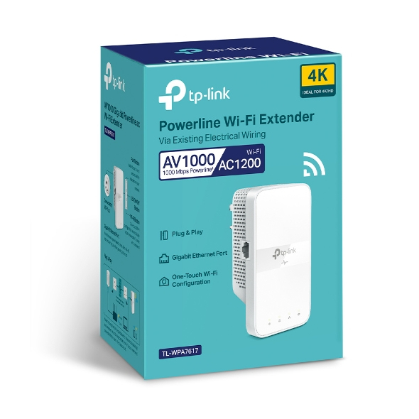 TL-WPA7617 V1 - Powerline adapter 1GbE, HomePlug AV (HPAV), HomePlug AV (HPAV) 2.0, IEEE 1901 - Wi-Fi 5 - Dual Band - wall-pluggable thumbnail