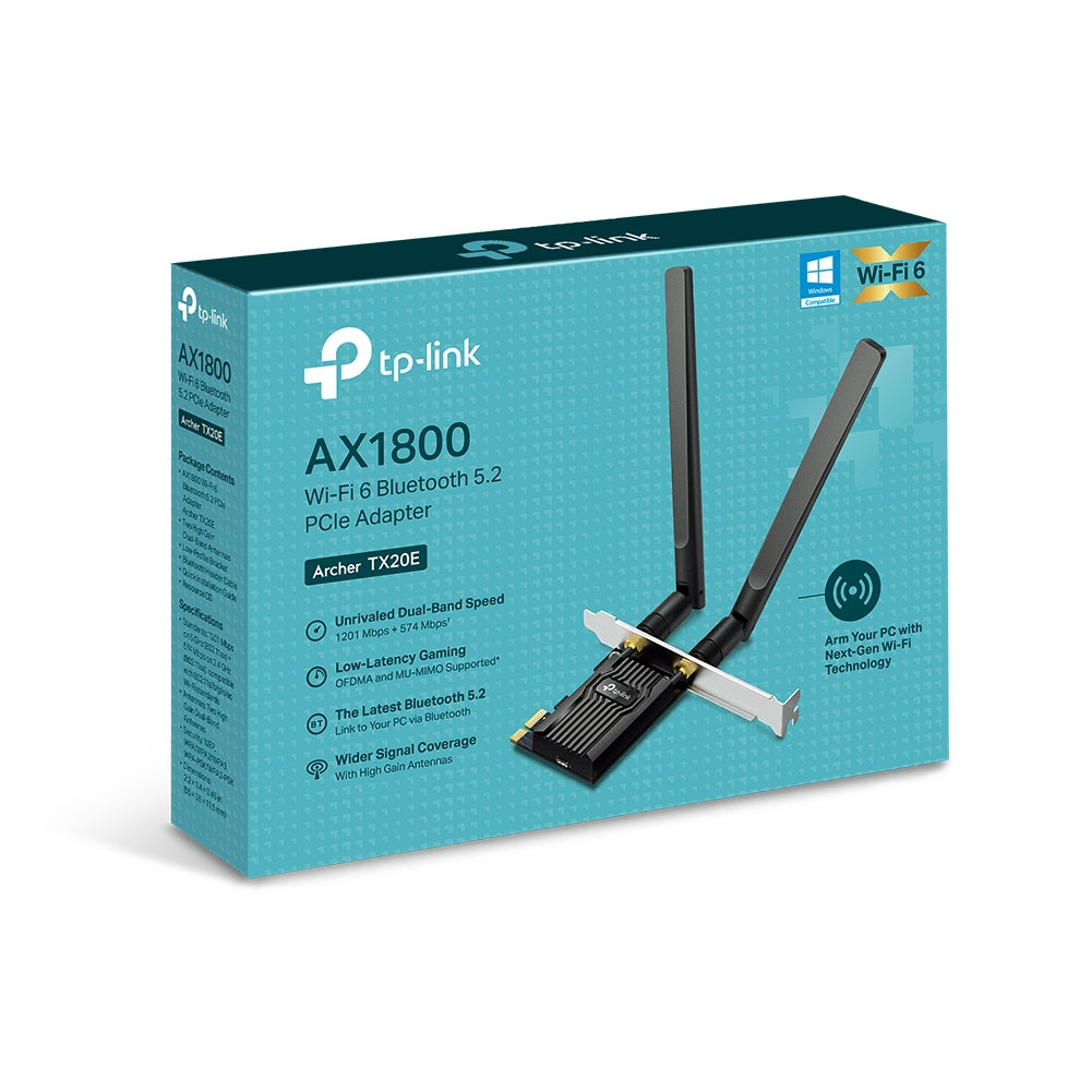EU Product - WLAN 1775MBit AX1800 Wi-Fi 6 Bluetooth 5.2 PCIe Adapter LP inkl. Low-Profile Slotblech thumbnail