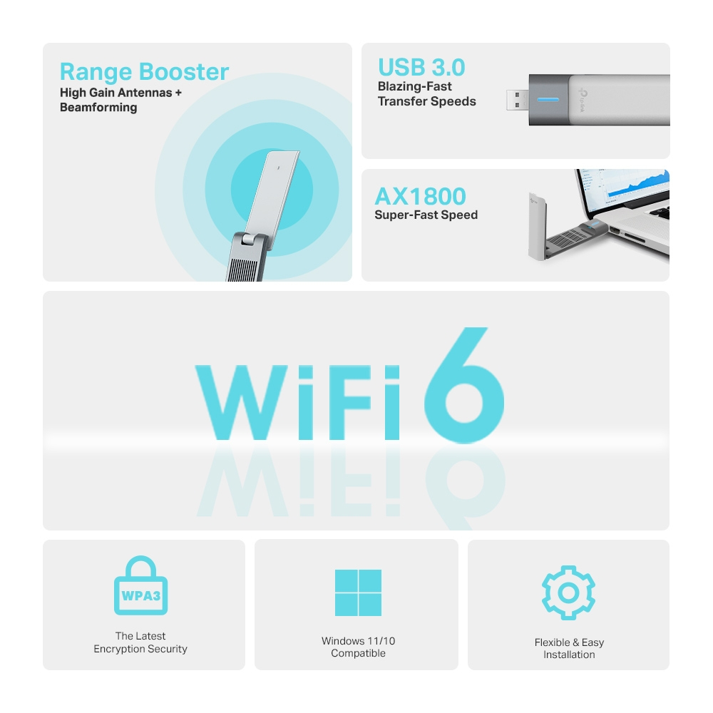 Archer TX20UH AX1800 High Gain Dual Band Wi-Fi 6 USB Adapter thumbnail