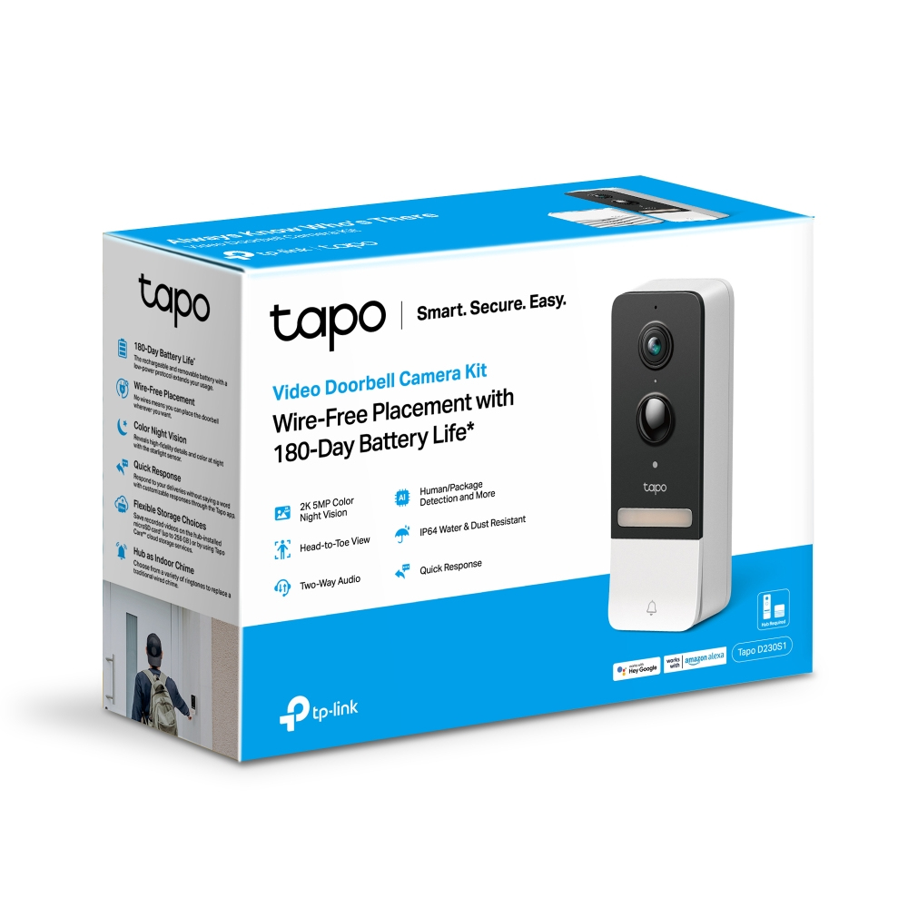 Tapo D230S1 V1 - Video Doorbell Camera Kit - smart doorbell - with camera - wireless - 802.11b, 802.11g, 802.11n - 2.4 Ghz thumbnail
