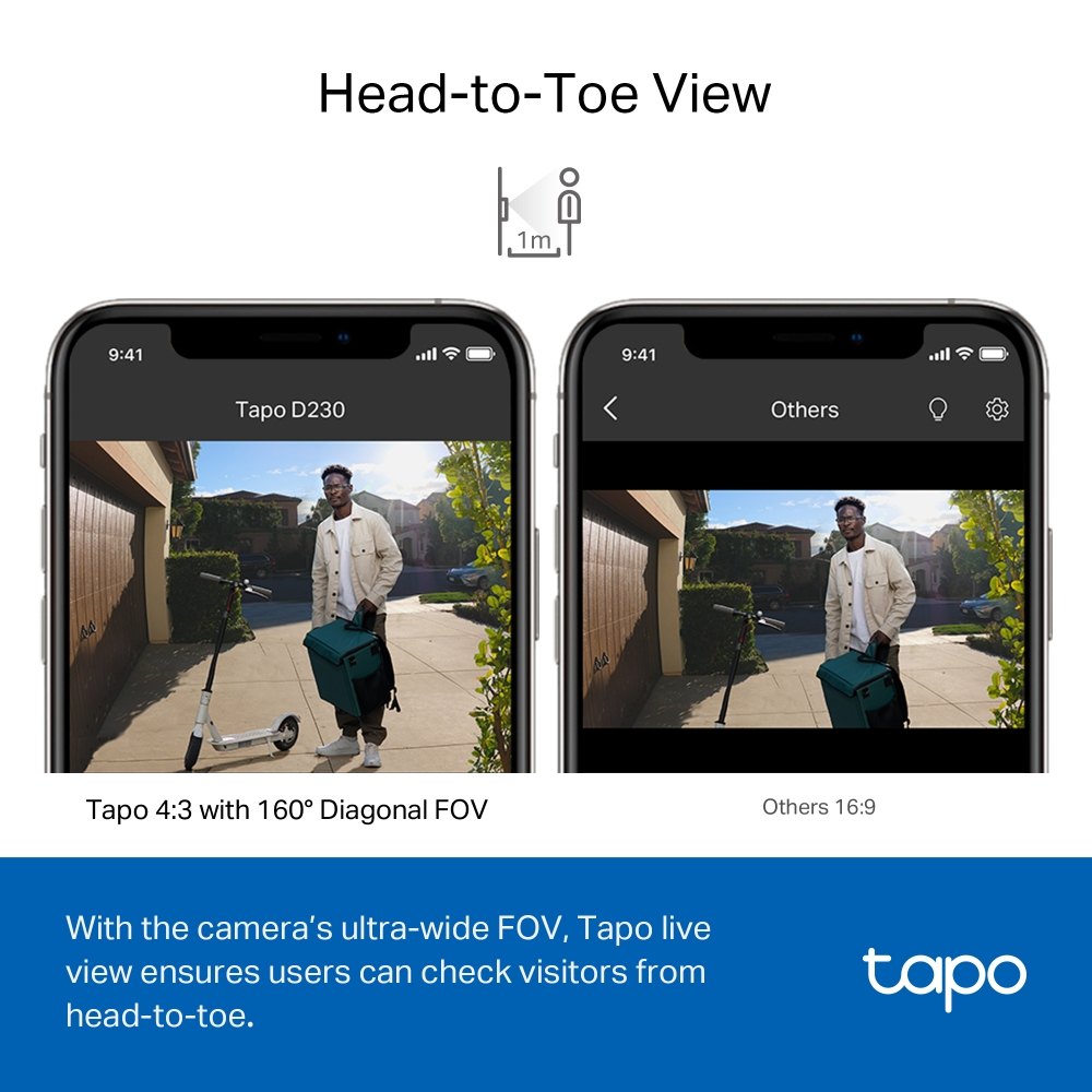 Tapo D230S1 V1 - Video Doorbell Camera Kit - smart doorbell - with camera - wireless - 802.11b, 802.11g, 802.11n - 2.4 Ghz thumbnail