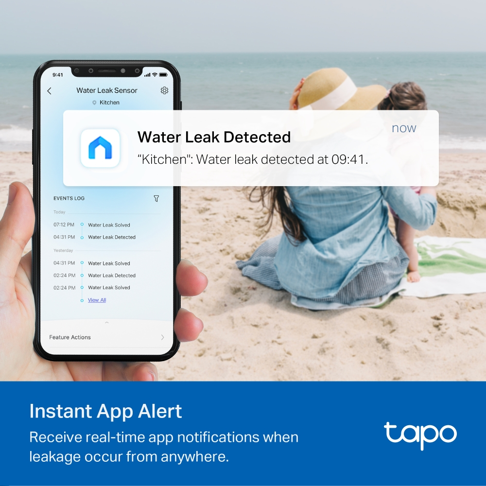 Tapo T300 V1 - Water leak sensor - smart - wireless - 868 - 922 MHz thumbnail