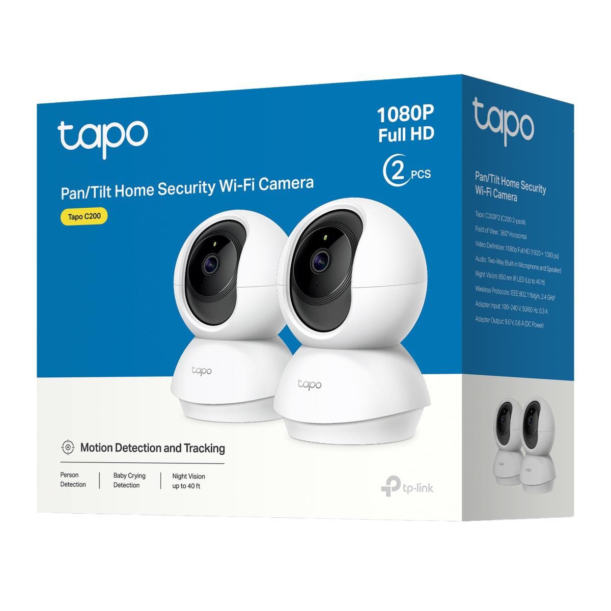 Tapo C200P2 Pan/Tilt Home Security WiFi Camera, 2-Pack thumbnail