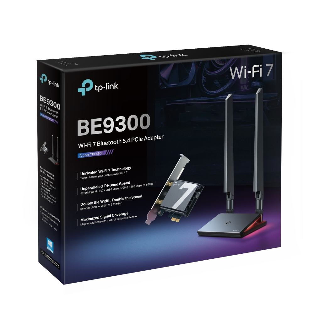 Archer TBE550E V1 - Network adapter - PCIe - Wi-Fi 6E, Bluetooth, Wi-Fi 7 thumbnail
