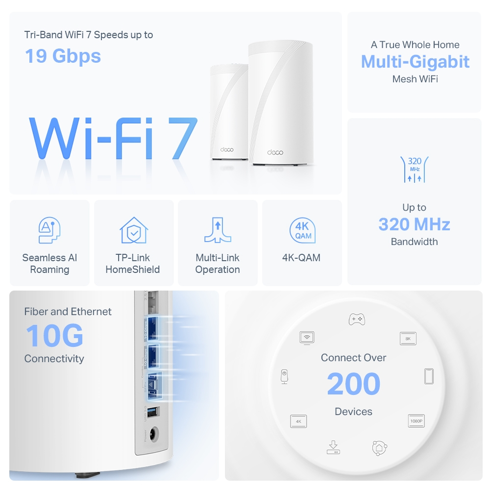 Deco BE85 V1 - Wi-Fi system - (2 routers) - mesh 1GbE, Wi-Fi 7 - Wi-Fi 7 - Multi-Band thumbnail
