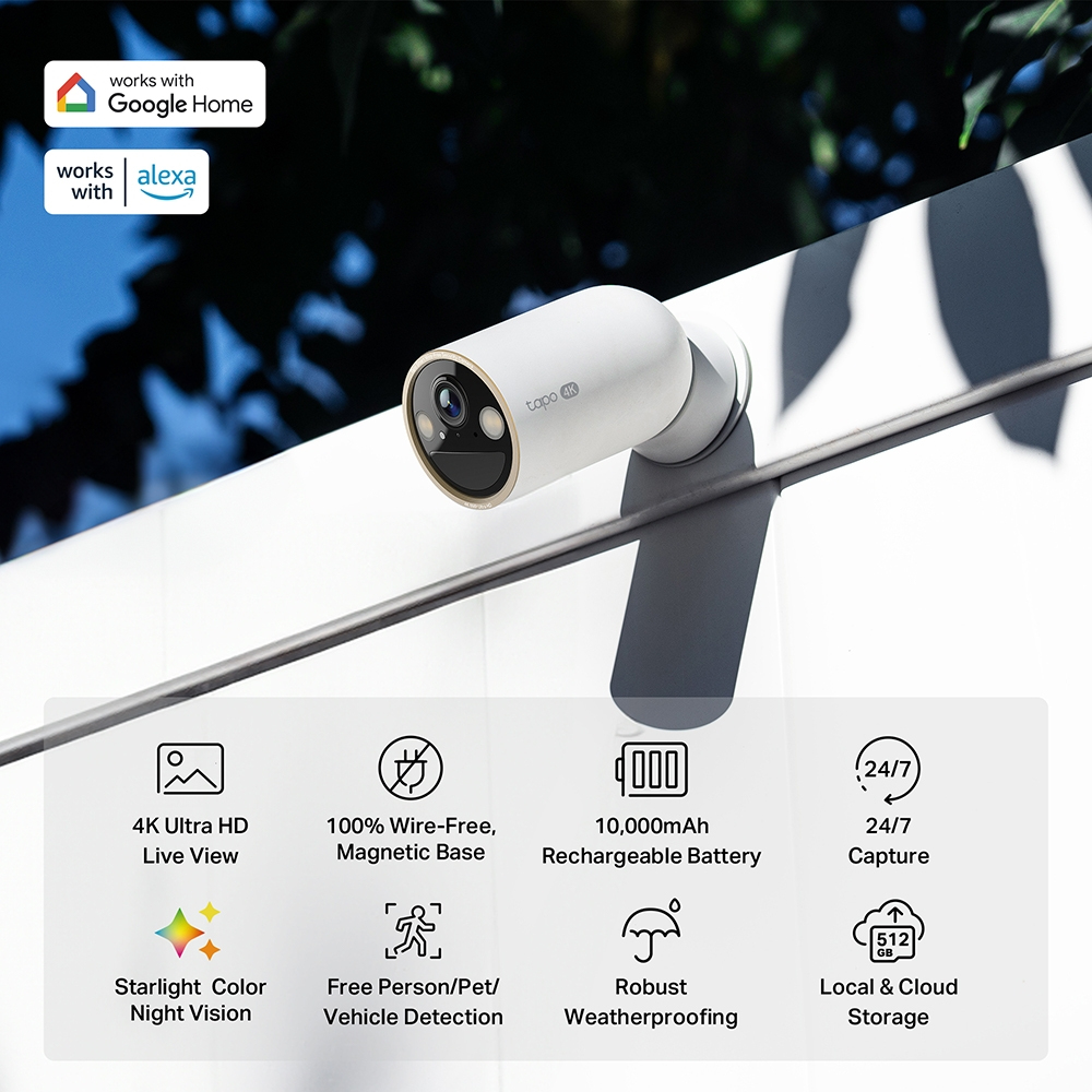 Tapo C460 V1 - Network surveillance camera - indoor, outdoor - weatherproof - colour (Day&Night) - 8 MP - 3840 x 2160 - 4K - fixed focal - audio - wireless - Wi-Fi - 2.4GHz radio, 5GHz radio - H.265, H.264 thumbnail