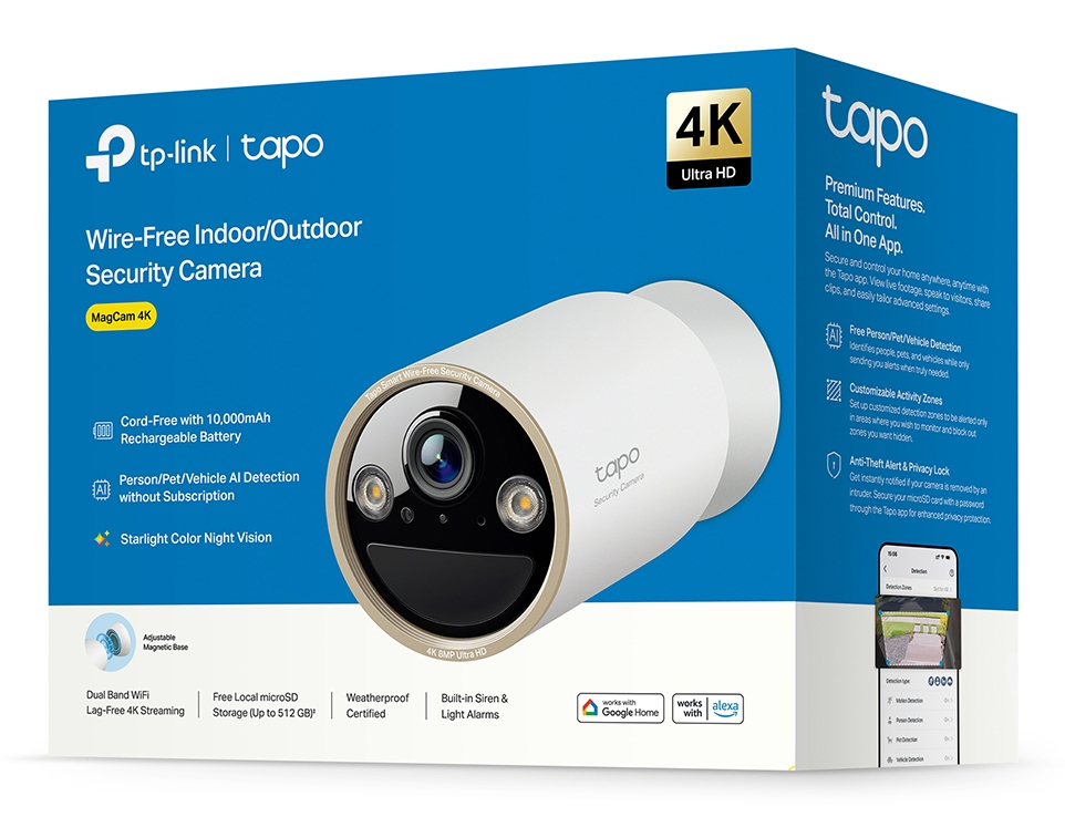 Tapo C460 V1 - Network surveillance camera - indoor, outdoor - weatherproof - colour (Day&Night) - 8 MP - 3840 x 2160 - 4K - fixed focal - audio - wireless - Wi-Fi - 2.4GHz radio, 5GHz radio - H.265, H.264 thumbnail