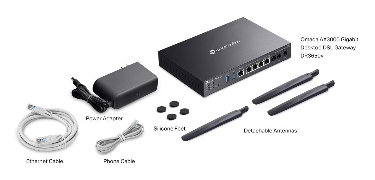 Omada DR3650V AX3000 Wi-Fi 6 Gigabit Desktop VDSL Gateway Modem Router thumbnail