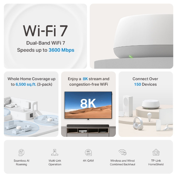 Deco BE22 V1 - Wi-Fi system - (router) - mesh 1GbE, Wi-Fi 7 Dual Band thumbnail