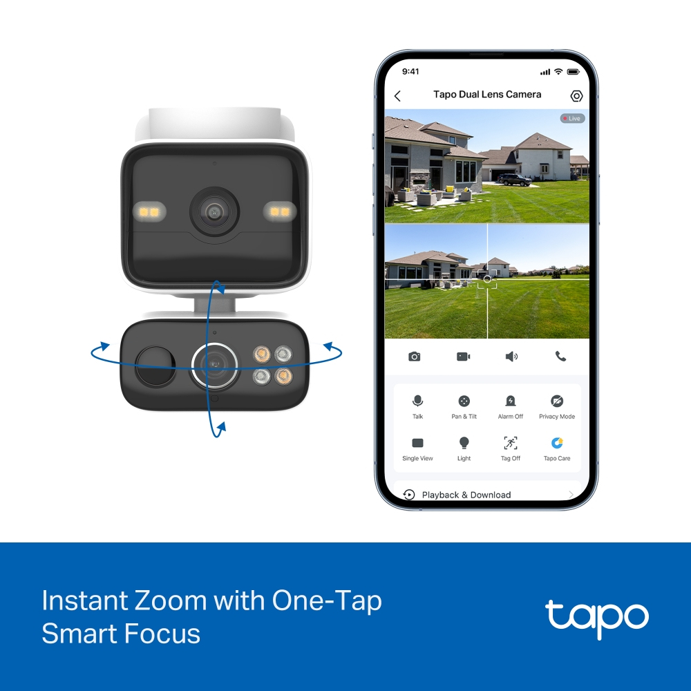 Tapo TC93D KIT V1 - Solar-Powered Security Camera Kit - network surveillance camera - pan / tilt - weatherproof - colour (Day&Night) - 2304 x 1296 - 2K - audio - wireless - Wi-Fi - 2.4GHz radio, 5GHz radio - DC 5 V - with Tapo A201 solar panel thumbnail