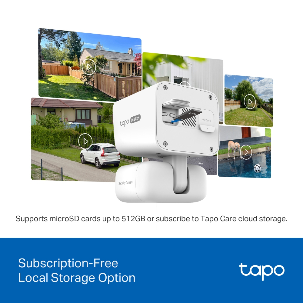 Tapo TC93D KIT V1 - Solar-Powered Security Camera Kit - network surveillance camera - pan / tilt - weatherproof - colour (Day&Night) - 2304 x 1296 - 2K - audio - wireless - Wi-Fi - 2.4GHz radio, 5GHz radio - DC 5 V - with Tapo A201 solar panel thumbnail