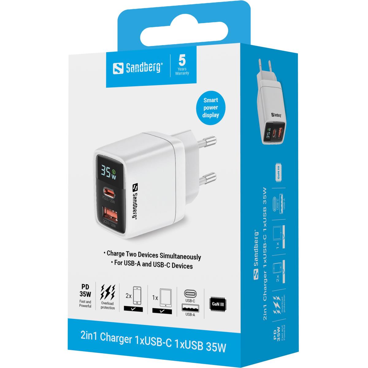 EU Product - 2in1 Chrger 1xUS-C 1xUS 35W thumbnail