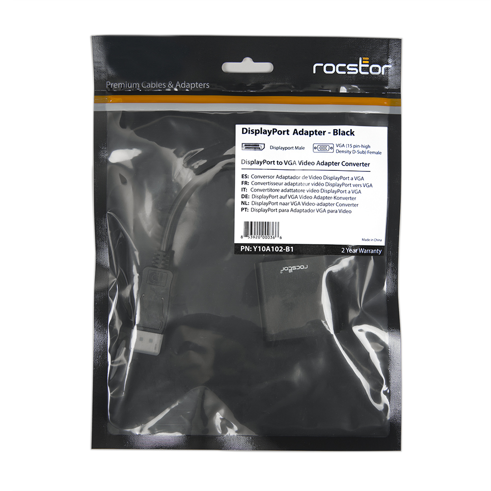 Rocstor 0.15m, Displayport/VGA VGA (D-Sub) Black thumbnail