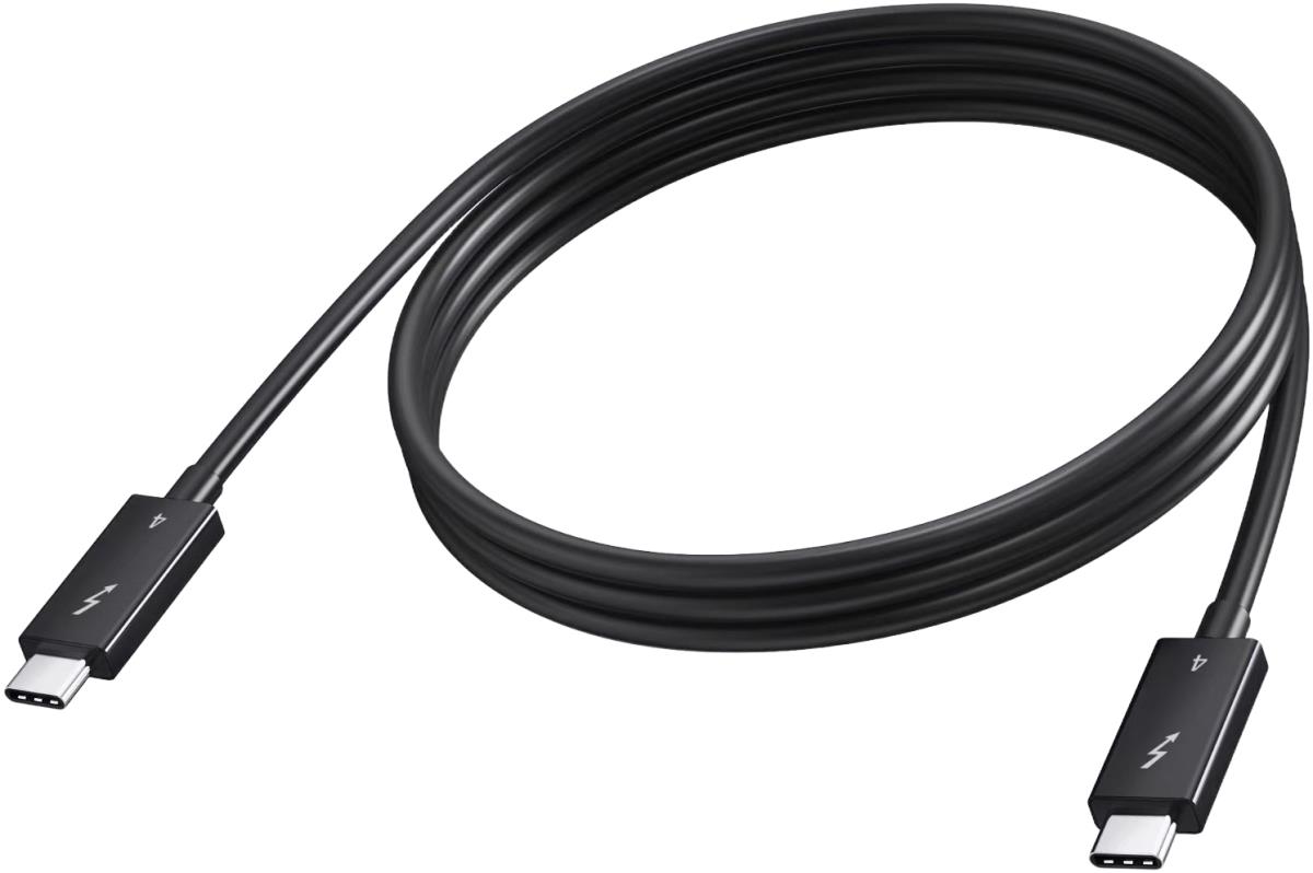 2 m USB C cable - Thunderbolt 4 40 Gbps - supports 100w PD charging - USB C Thunderbolt 4 (m) to USB C Thunderbolt 4 (m) - outer diameter 5.5 mm - 30 + 32 + 34 AWG - black thumbnail
