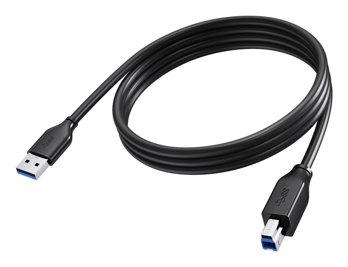 2 m USB 3.0 cable - nickle plated connectors - bandwidth 5 Gbps - over 65 percent coverage braided shield - USB A (m) to USB B (m) - outer diameter 4.2 mm - 28+24 awg - black thumbnail