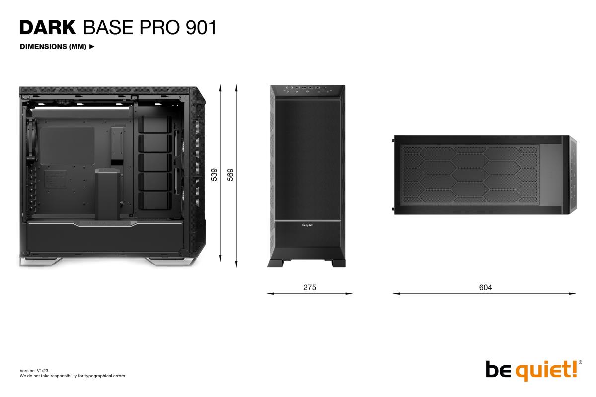 be quiet! BGW50 Dark Base Pro 901 Full Tower Gaming Case, 1 x USB Type-C / 4 x USB 3.0, Tempered Glass Front Window Panel, 2 x Silent Wings Fans, Integrated ARGB Lighting. E-ATX / XL-ATX / ATX / M-ATX / Mini-ATX Compatible thumbnail