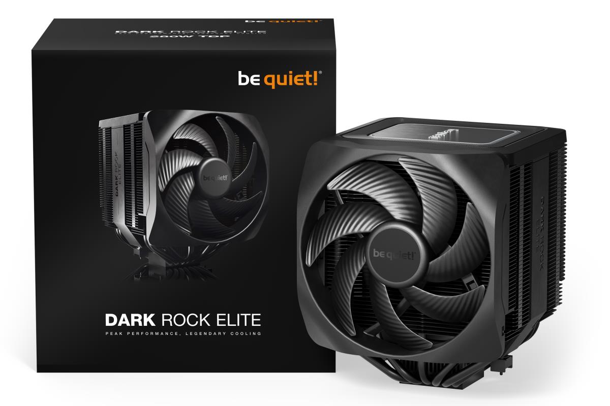 be quiet! Dark Rock Elite CPU Cooler, Universal Socket, 2 x Silent Wings Fans, 2000RPM, 7 x Heat Pipes, 280W TDP, ARGB & Speed Switch thumbnail