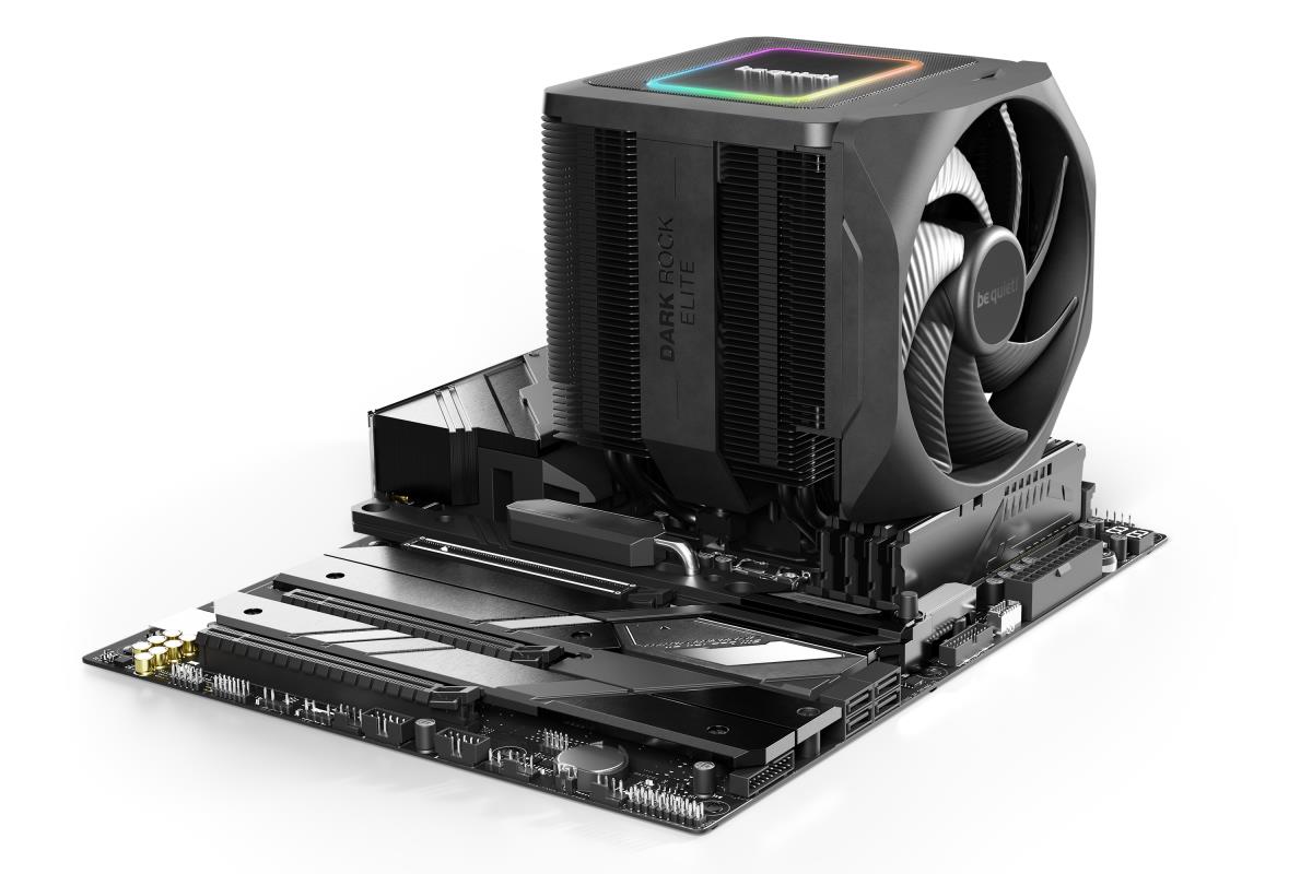 be quiet! Dark Rock Elite CPU Cooler, Universal Socket, 2 x Silent Wings Fans, 2000RPM, 7 x Heat Pipes, 280W TDP, ARGB & Speed Switch thumbnail