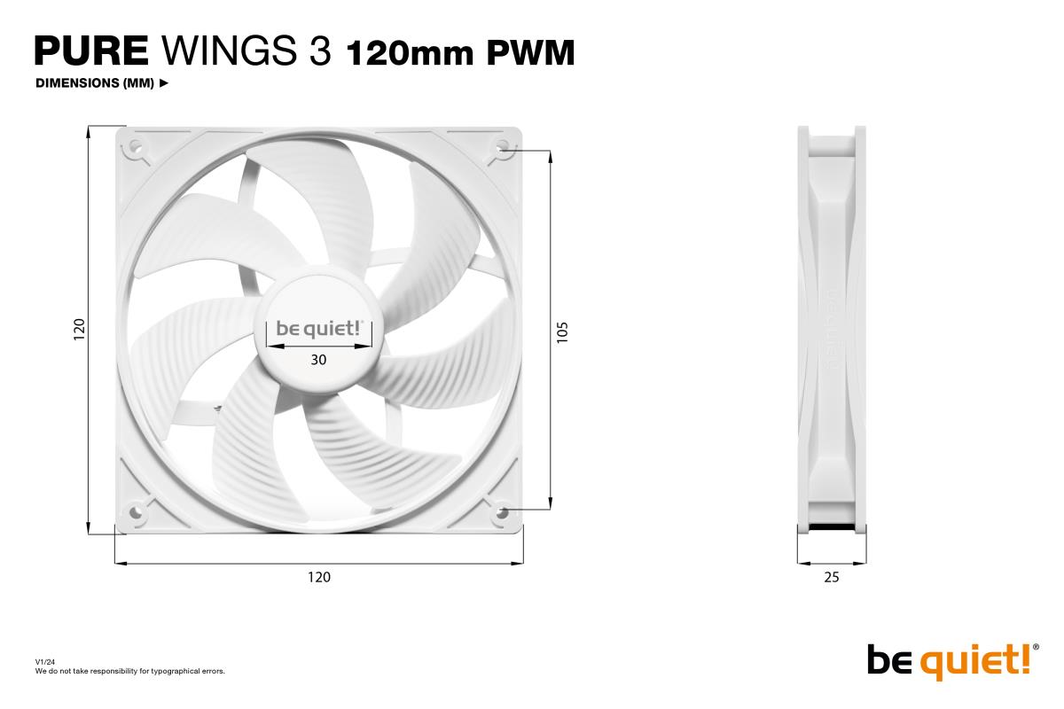 EU Product - L�fter 120*120*25  Pure Wings 3 White PWM thumbnail