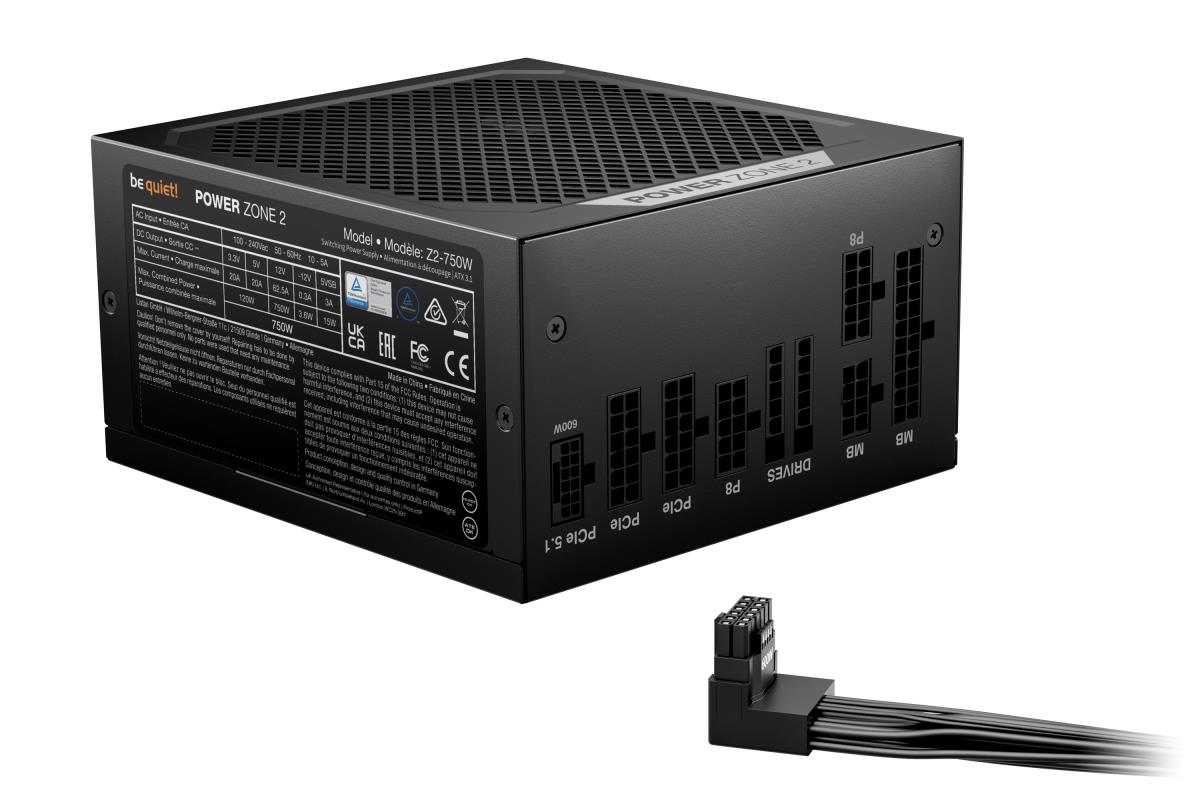be quiet! Power Zone 2 750W PSU - 80 PLUS Platinum, Semi-Passive Cooling, Pure Wings 3 Fan, PCIe 5.1/ATX 3.1 Compatibility, 10-Year Warranty thumbnail