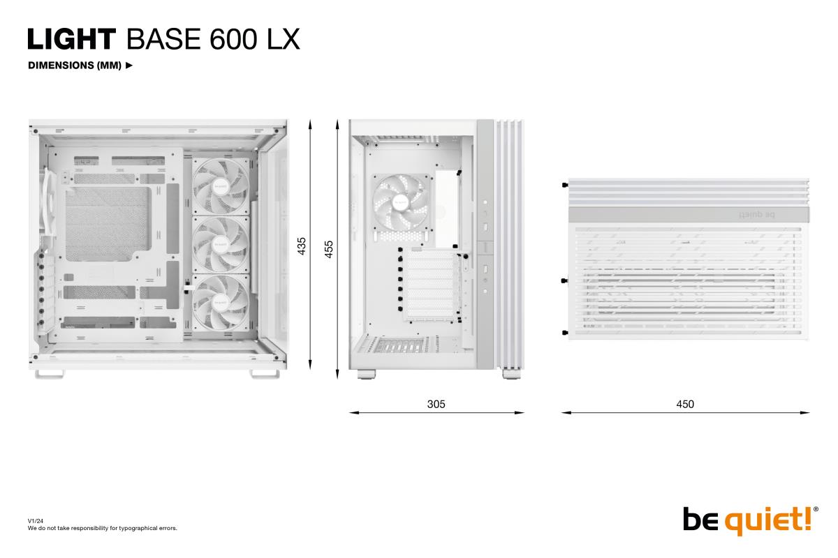 be quiet! BGW68 Light Base 600 LX Mid Tower Gaming Case, 1 x USB Type-C / 2 x USB 3.0, Tempered Glass Front & Side Window Panel, 4 x Light Wings ARGB Fans, ATX / M-ATX / Mini-ITX Compatible thumbnail