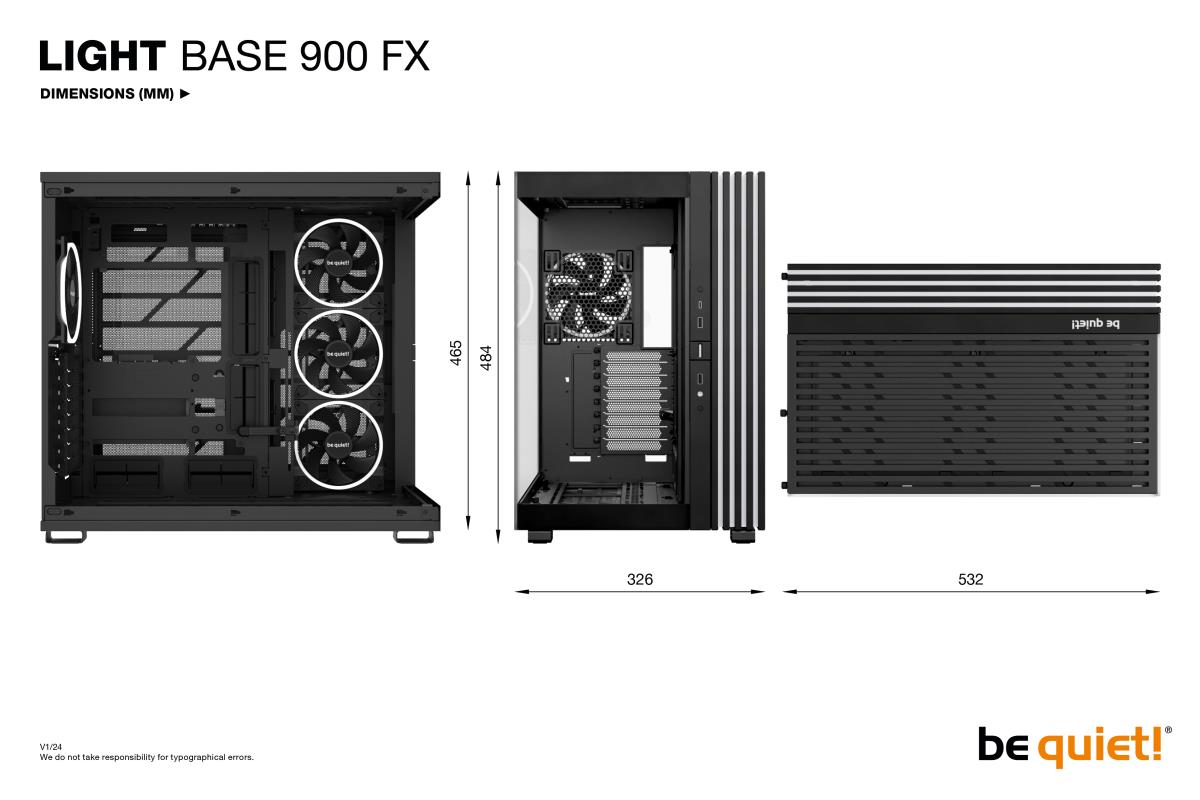 be quiet! BGW71 Light Base 900 FX Full Tower Gaming Case, 1 x USB Type-C / 2 x USB 3.0,  Tempered Glass Front & Side Window Panel, 4 x Light Wings ARGB Fans, E-ATX / XL-ATX / ATX / M-ATX / Mini-ATX Compatible thumbnail