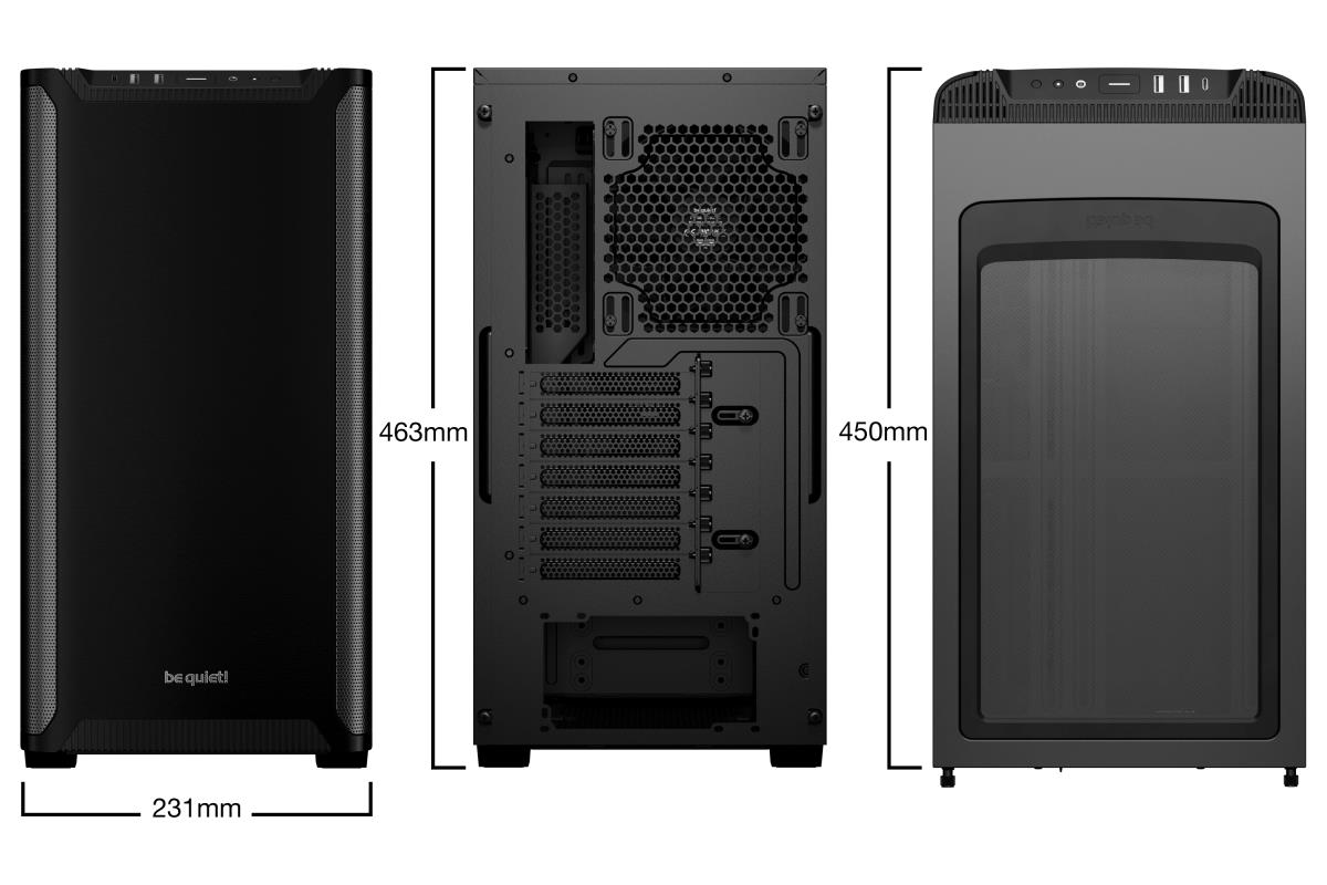 be quiet! BG073 Pure Base 501 Mid Tower Gaming Case, 1 x USB Type-C / 2 x USB 3.0, Water Cooling Ready, 2 x Pre-Installed Pure Wings 3 140mm Fans, ATX / M-ATX / Mini-ITX Compatible thumbnail