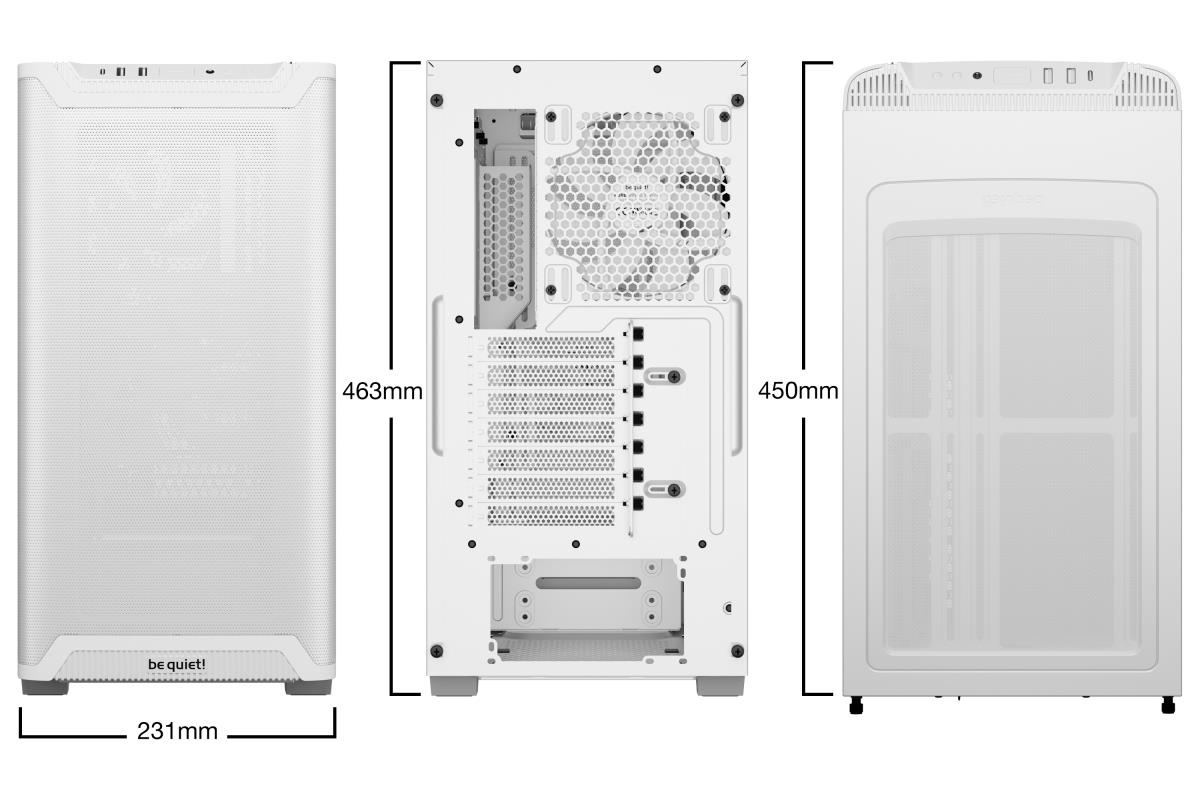be quiet! BG075 Pure Base 501 Airflow Mid Tower Gaming Case, 1 x USB Type-C / 2 x USB 3.0, Water Cooling Ready, 2 x Pre-Installed Pure Wings 3 140mm Fans, ATX / M-ATX / Mini-ITX Compatible thumbnail