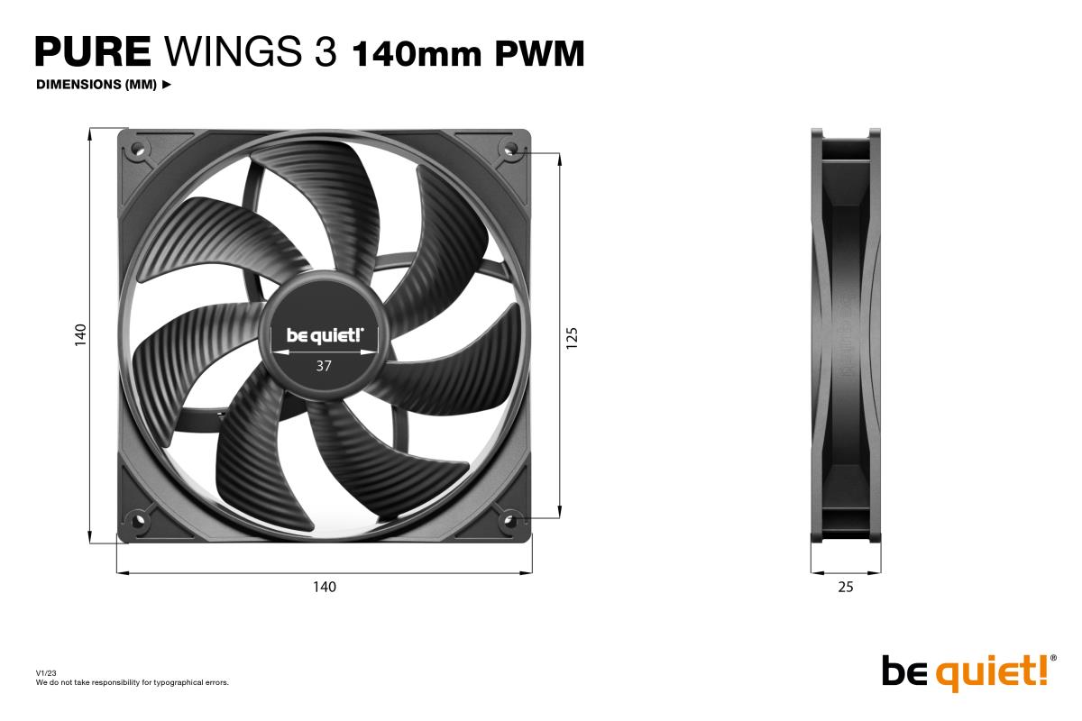140MM FAN PURE WINGS 3 PWM 3PK BK thumbnail