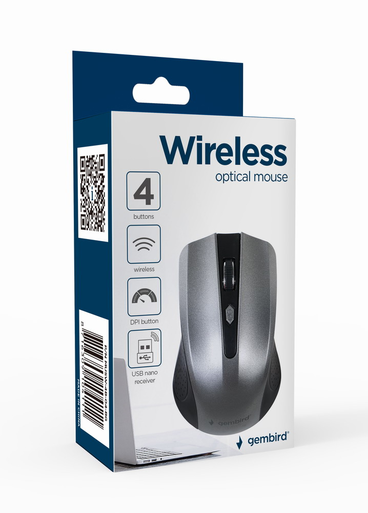 EU Product - Maus OPT WIRELESS 4 Tasten inkl. USB schwarz-grau thumbnail