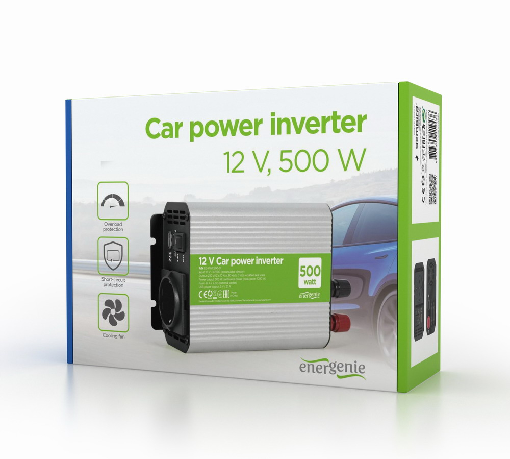 Gembird EG-PWC500-01 power adapter/inverter Auto 500 W Grey thumbnail