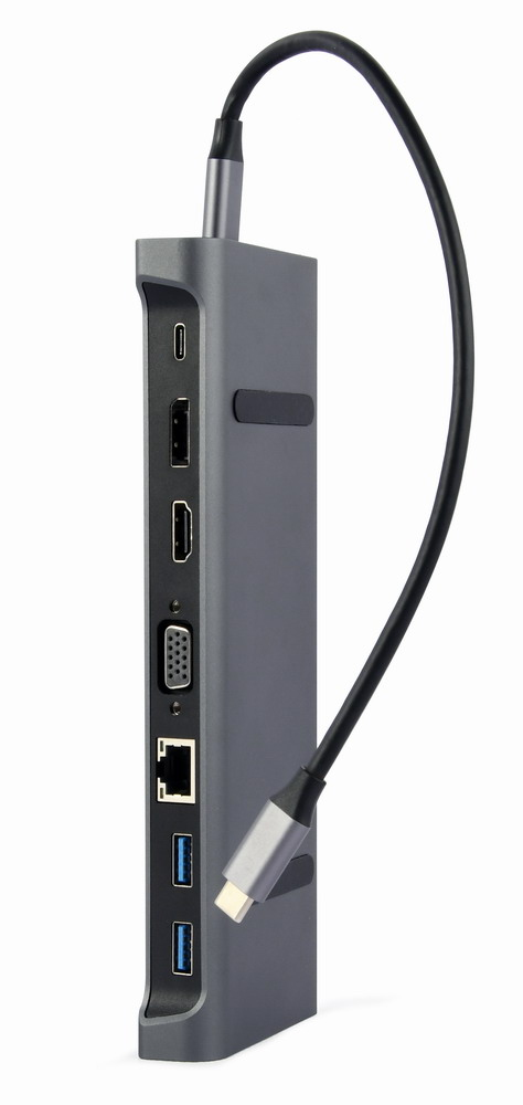 EU Product - USB Typ-C 9-in-1 Kombi Adapter HUB+HDMI+DP+LAN grau thumbnail