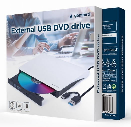 EU Product - DVW EXT SLIM DVD-USB-031 white USB-C&3.1 DVD8x CD24x thumbnail