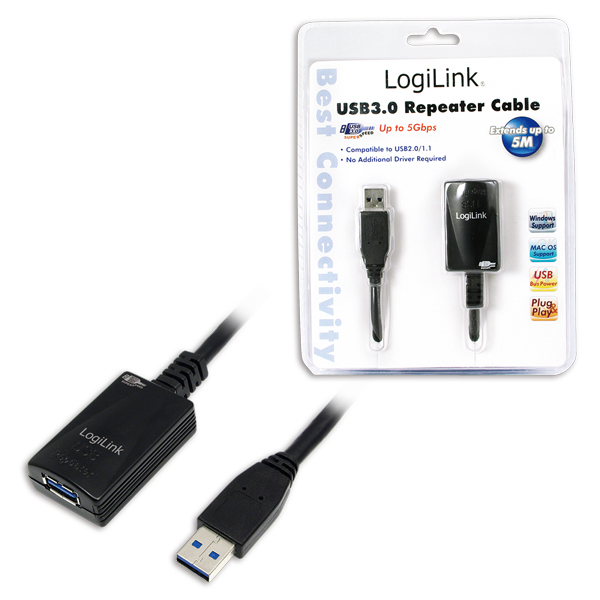 EU Product - USB Kabel A -> A St/Bu  5.00m Verl. schwarz thumbnail