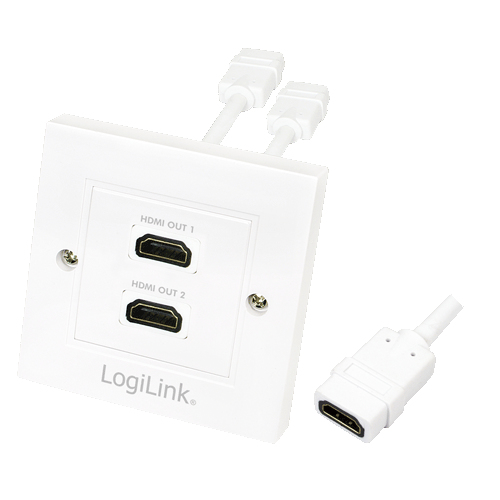 EU Product - HDMI Adapter, wall socket, 2-port, white thumbnail