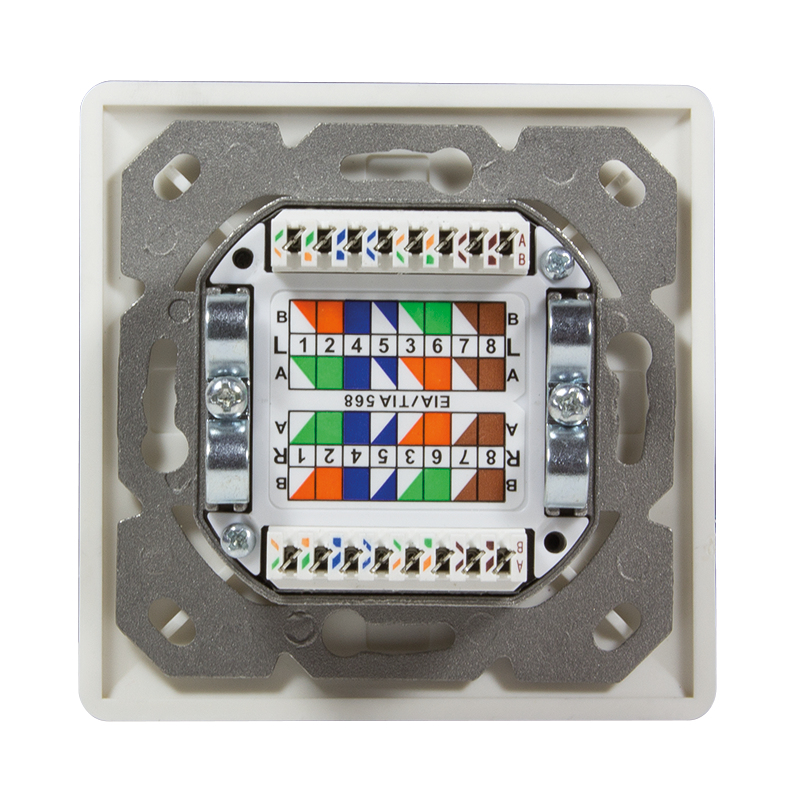 EU Product - Cat.6A Anschlussdose, 2x RJ45,wei�, waagerecht thumbnail