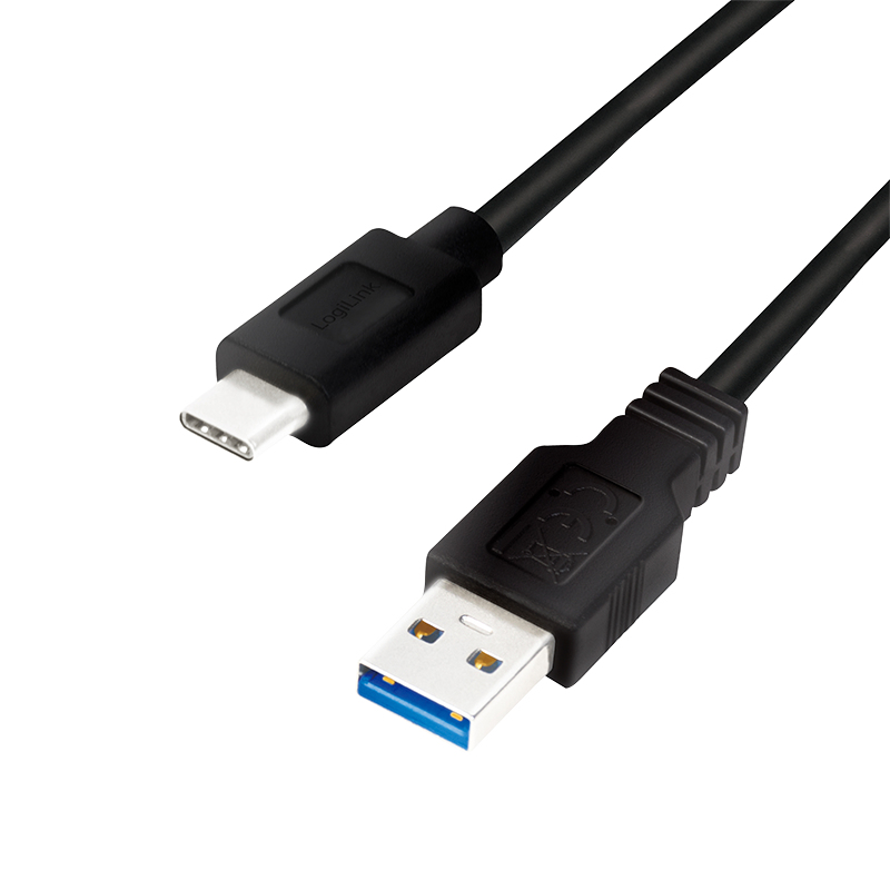 EU Product - USB-C Kabel 3.2 Gen1, C/M zu USB-A/M, schwarz 1 m thumbnail