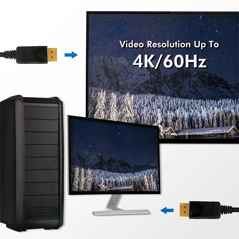 EU Product - DisplayPort 1.2 (ST-ST) 2m Anschlusskabel 4K 60Hz Schwarz thumbnail