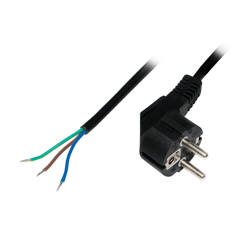 EU Product - Netzkabel CEE7/7 Stecker90� Kabelende 1,5m schwarz thumbnail