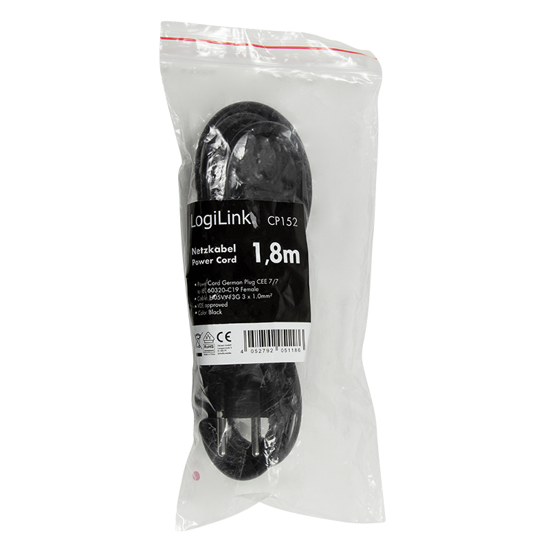 EU Product - Power Cord, CEE 7/7-IEC C19, black,  1,80m thumbnail