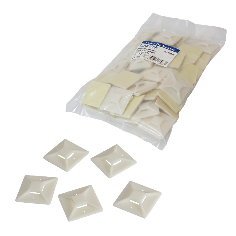 EU Product - Kabelbinderhalter  ABS  100Stk selbstklebend 4x4cm thumbnail