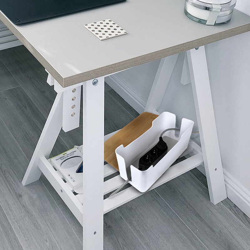 EU Product - Kabelbox wei� mit Bambus-Deckel 320x140x130mm thumbnail